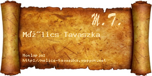 Málics Tavaszka névjegykártya